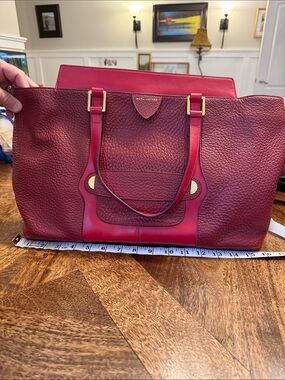 Marc Jacobs Red Burgundy Pebbled Leather Tote with Gold Hardware